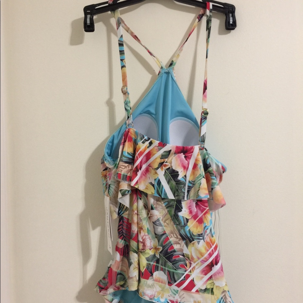 Women's Vintage Tropical Ruffle Tankini Swimsuit - Picture 5 of 8